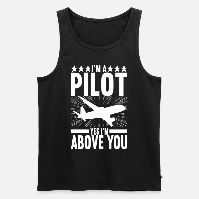 Pilot Flugzeug - Männer Premium Bio Tank Top - Schwarz