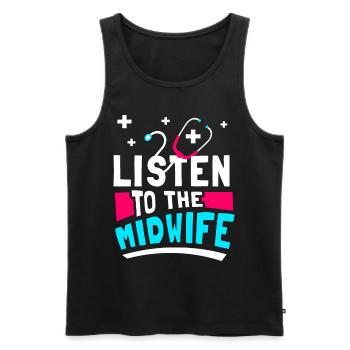 Listen to the midwife Profession Obstetrics Midwives - Men's Premium Organic Tank Top - black - Front - Michal (187cm)