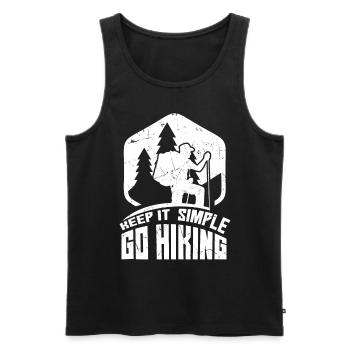 Keep it Simple Go Hiking Vintage Distressed - Men's Premium Organic Tank Top - black - Front - Michal (187cm)
