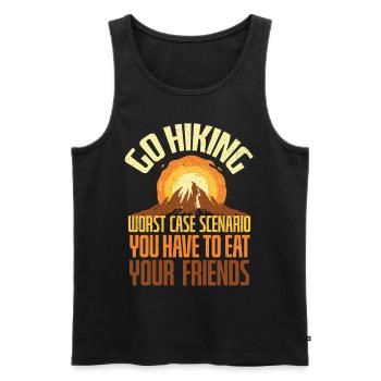 Go Hiking Eat Your Friends Joke - Men's Premium Organic Tank Top - black - Front - Michal (187cm)