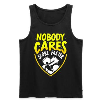 Niemand Kümmert Es Schieß Tore Schneller Fußball - Männer Premium Bio Tank Top - Schwarz - Vorne - Michal (187cm)