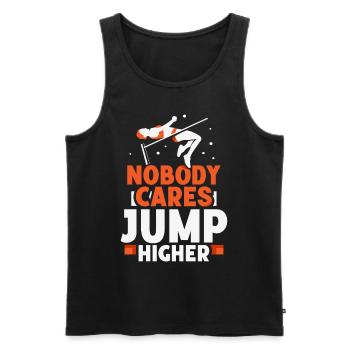 Personne ne s’en soucie Saut plus haut Saut en hauteur - Débardeur bio Premium Homme - noir - Devant - Michal (187cm)