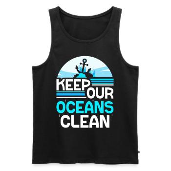 Garder nos océans propres Lac de protection des océans - Débardeur bio Premium Homme - noir - Devant - AI Model Male 178 light (178cm)