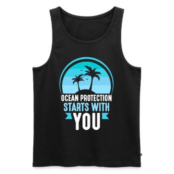 The protection of the oceans begins with you sea lake - Men's Premium Organic Tank Top - black - Front - Michal (187cm)