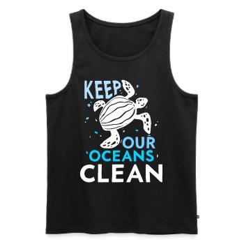 Garder nos océans propres Lac de protection des océans - Débardeur bio Premium Homme - noir - Devant - AI Model Male 178 light (178cm)
