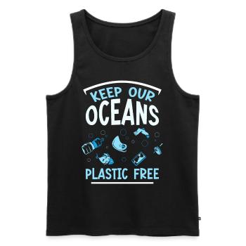 Keep our oceans plastic-free sea sea - Men's Premium Organic Tank Top - black - Front - AI Model Male 178 light (178cm)