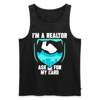 I'm a real estate agent asking me for my card - Men's Premium Organic Tank Top - black - Front - Michal (187cm)