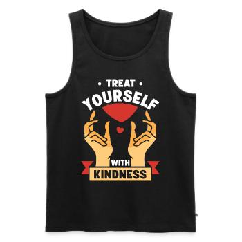 Behandele Dich Selbst Mit Freundlichkeit Positiv - Männer Premium Bio Tank Top - Schwarz - Vorne - AI Model Male 178 light (178cm)