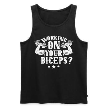 Arbeiten Sie An Ihrem Bizeps Workout Muskeln Curls - Männer Premium Bio Tank Top - Schwarz - Vorne - Michal (187cm)