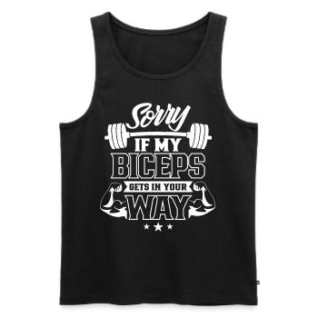 Sorry if my biceps are in your way - Men's Premium Organic Tank Top - black - Front - AI Model Male 178 light (178cm)