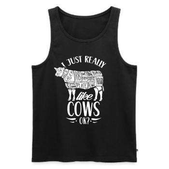 J’aime beaucoup les vaches vaches laitières - Débardeur bio Premium Homme - noir - Devant - Michal (187cm)
