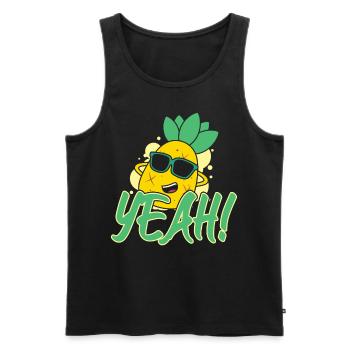 Yeah Relaxed Chill Pineapple - Men's Premium Organic Tank Top - black - Front - AI Model Male 178 light (178cm)