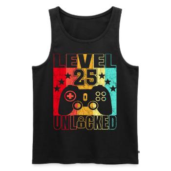 Chemise d’anniversaire 25 ans Gamer 25. - Débardeur bio Premium Homme - noir - Devant - Michal (187cm)