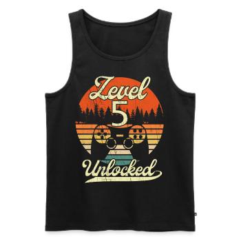Level 5 Unlocked Männer Jungs Gamer 5 Geburtstag - Männer Premium Bio Tank Top - Schwarz - Vorne - Michal (187cm)