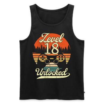 Niveau 18 Hommes Débloqués Gamer 18 Anniversaire Gamer - Débardeur bio Premium Homme - noir - Devant - AI Model Male 178 light (178cm)