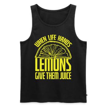 Easy Pease Lemon Squeezy - Men's Premium Organic Tank Top - black - Front - AI Model Male 178 light (178cm)