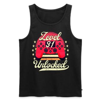 Niveau 31 Hommes débloqués Gamer Anniversaire - Débardeur bio Premium Homme - noir - Devant - AI Model Male 178 light (178cm)