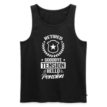 In retirement Goodbye Tension Hello Pension Police - Men's Premium Organic Tank Top - black - Front - Michal (187cm)