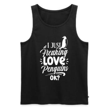 J’adore les pingouins juste ok pingouin animal mignon - Débardeur bio Premium Homme - noir - Devant - AI Model Male 178 light (178cm)