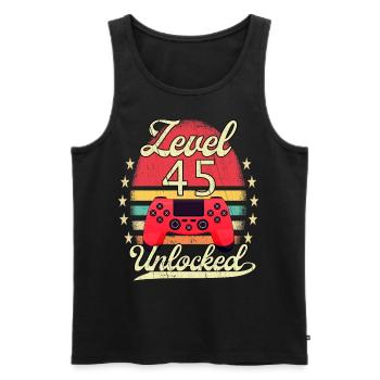 Level 45 Unlocked Männer Gamer Geburtstag Level - Männer Premium Bio Tank Top - Schwarz - Vorne - Michal (187cm)