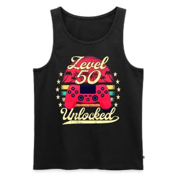 Level 50 Unlocked Men's Gamer Birthday Level - Men's Premium Organic Tank Top - black - Front - Michal (187cm)
