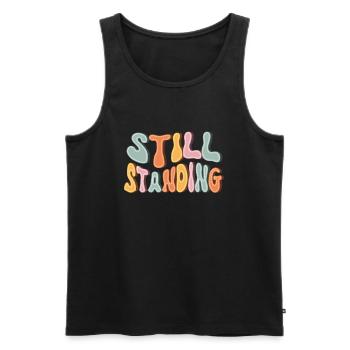 Empowering Still Standing Vintage Amputee Humor - Männer Premium Bio Tank Top - Schwarz - Vorne - AI Model Male 178 light (178cm)
