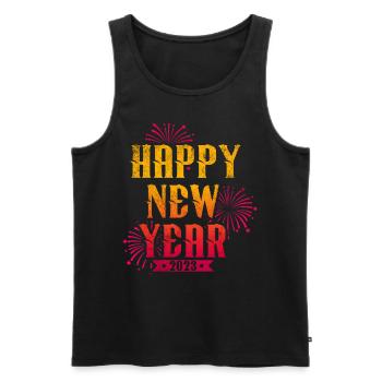 New Year 2023 New Year's Eve Happy New Year - Men's Premium Organic Tank Top - black - Front - AI Model Male 178 light (178cm)