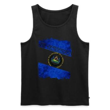 Drapeau du Salvador - Débardeur bio Premium Homme - noir - Devant - Michal (187cm)