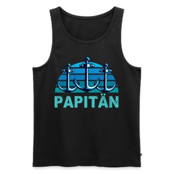 Papitän Vater Papa Kapitän Retro Anker Vatertag - Männer Premium Bio Tank Top - Schwarz - Vorne - Michal (187cm)