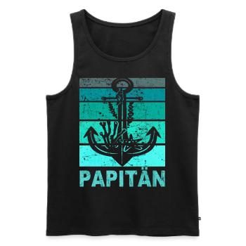 Papitän Vater Papa Kapitän Retro Anker Vatertag - Männer Premium Bio Tank Top - Schwarz - Vorne - Michal (187cm)