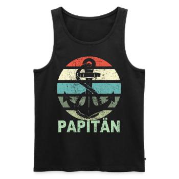 Papitän Vater Papa Kapitän Retro Anker Vatertag - Männer Premium Bio Tank Top - Schwarz - Vorne - Michal (187cm)