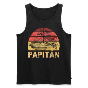 Papitän Vater Papa Kapitän Retro Anker Vatertag - Männer Premium Bio Tank Top - Schwarz - Vorne - Michal (187cm)