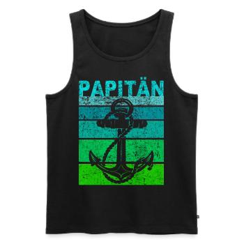Papitän Vater Papa Kapitän Retro Anker Vatertag - Männer Premium Bio Tank Top - Schwarz - Vorne - Michal (187cm)