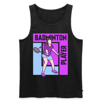 Joueuse de badminton fille mère - Débardeur bio Premium Homme - noir - Devant - Michal (187cm)