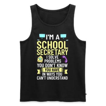 Secrétaire d’école Secrétariat de l’école Bureau du personnel - Débardeur bio Premium Homme - noir - Devant - Michal (187cm)