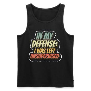 Zu Meiner Verteidigung Unbeaufsichtigt Gelassen - Männer Premium Bio Tank Top - Schwarz - Vorne - Michal (187cm)