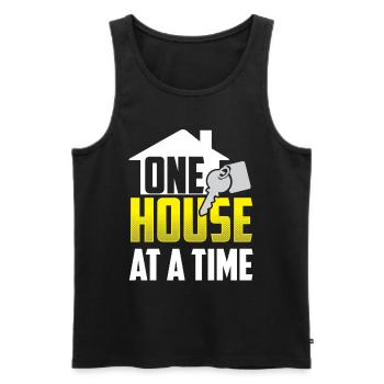 One house at a time Real estate agent houses - Men's Premium Organic Tank Top - black - Front - Michal (187cm)