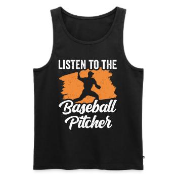Dem Baseball Pitcher Zuhören Werfer Hobby Spieler - Männer Premium Bio Tank Top - Schwarz - Vorne - AI Model Male 178 light (178cm)