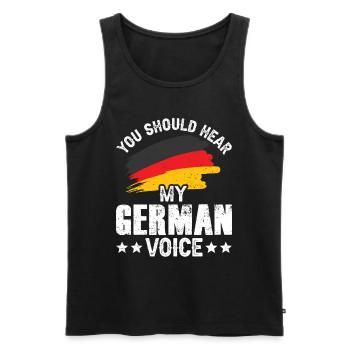 You should hear my German voice German - Men's Premium Organic Tank Top - black - Front - Michal (187cm)