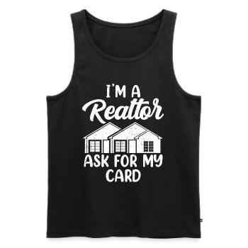 Je suis un agent immobilier qui me demande ma carte - Débardeur bio Premium Homme - noir - Devant - AI Model Male 178 light (178cm)