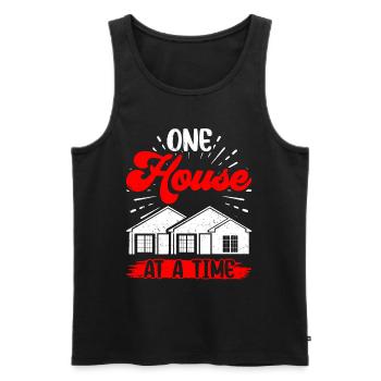 One house at a time Houses Real estate agents - Men's Premium Organic Tank Top - black - Front - AI Model Male 178 light (178cm)