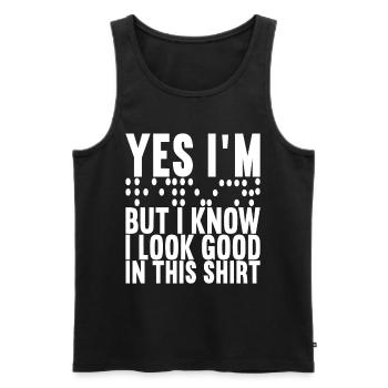 Blind visual impairment - Men's Premium Organic Tank Top - black - Front - AI Model Male 178 light (178cm)