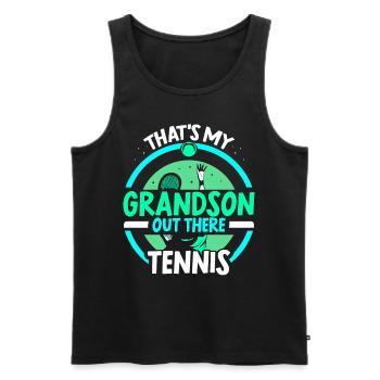 C’est mon petit-fils là-bas sport d’athlète de tennis - Débardeur bio Premium Homme - noir - Devant - Michal (187cm)