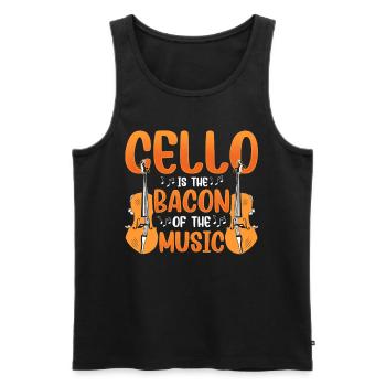 Le violoncelle est le bacon de la musique Le violoncelliste du violoncelle - Débardeur bio Premium Homme - noir - Devant - AI Model Male 178 light (178cm)