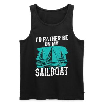 I would rather be sailing on my sailboat - Men's Premium Organic Tank Top - black - Front - Michal (187cm)