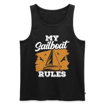 My Sailboat My Rules Sailors Sailing Captain - Men's Premium Organic Tank Top - black - Front - Michal (187cm)