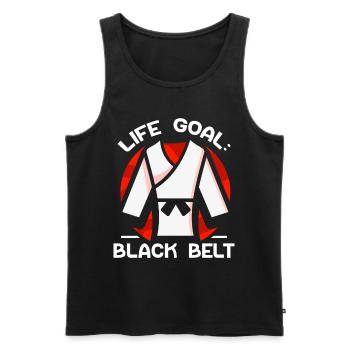 Objectif de vie: Ceinture noire MMA Ceinture noire Gur - Débardeur bio Premium Homme - noir - Devant - AI Model Male 178 light (178cm)