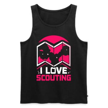 J’aime le camp de tentes scoutes du clan scout - Débardeur bio Premium Homme - noir - Devant - Michal (187cm)