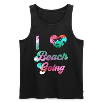 Ich Liebe Strandurlaub Strandgänger Beach Strand - Männer Premium Bio Tank Top - Schwarz - Vorne - Michal (187cm)