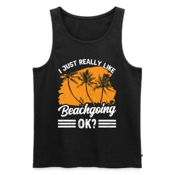 J’aime juste m’allonger sur la plage - Débardeur bio Premium Homme - noir - Devant - Michal (187cm)